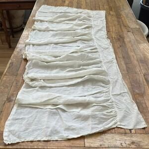 Bella Notte Linen Full Queen Ivory Gathered End Panel Bed Skirt Ruffle